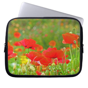Protection Pour Ordinateur Portable Sacoche d'ordinateur portable fleurs de pavot roug
