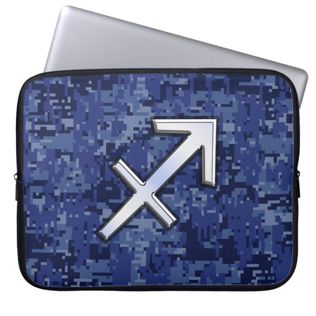 Protection Pour Ordinateur Portable Sagittarius Zodiac Sign on Navy Digital Camo (Devant)