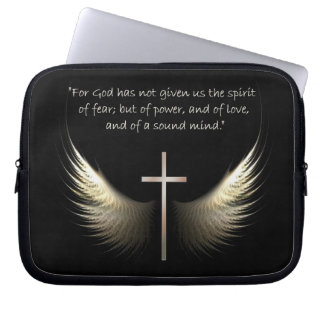 Protection Pour Ordinateur Portable Saint-Esprit et vers de croix et de bible de