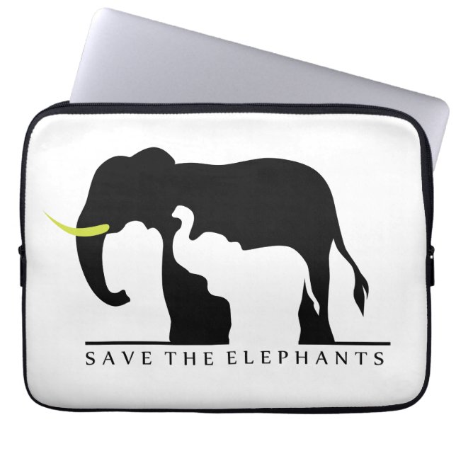 Protection Pour Ordinateur Portable Sauvez les éléphants (blanc) (Devant)