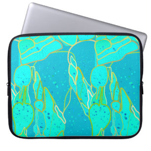 Protection Pour Ordinateur Portable "Sea Grotto" abstrait - turquoise, bleu, or