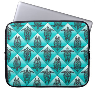 Protection Pour Ordinateur Portable Shamanic Tortues de mer Motif - cyan