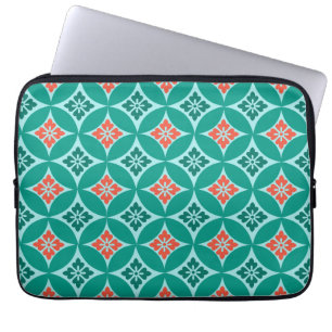 Protection Pour Ordinateur Portable Shippo avec Motif Fleur, Turquoise et Coral