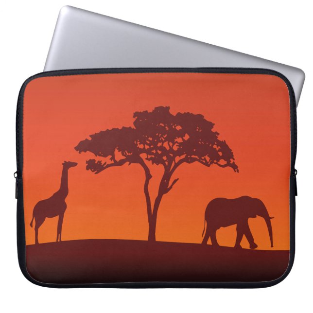 Protection Pour Ordinateur Portable Silhouette africaine de safari - douille (Devant)