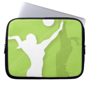 Protection Pour Ordinateur Portable Silhouette de deux femmes jouant au volleyball