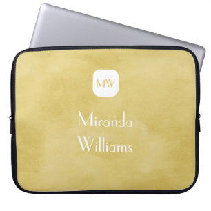 Protection Pour Ordinateur Portable Simple et chic Goldenrod Yellow Monogramme et nom