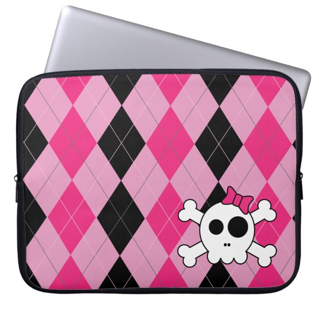 Protection Pour Ordinateur Portable Skully et Jacquard mignons (Devant)
