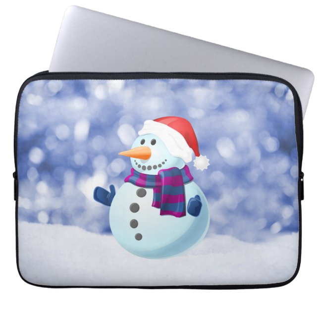 Protection Pour Ordinateur Portable Snowman hiver Joyeux Noël neige (Devant)