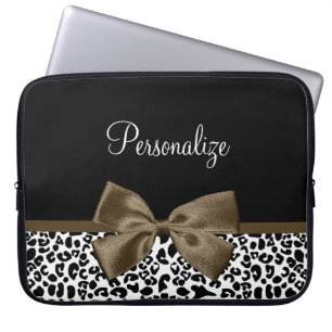 Protection Pour Ordinateur Portable Sophistiqué Empreinte de léopard Brown Bow porta