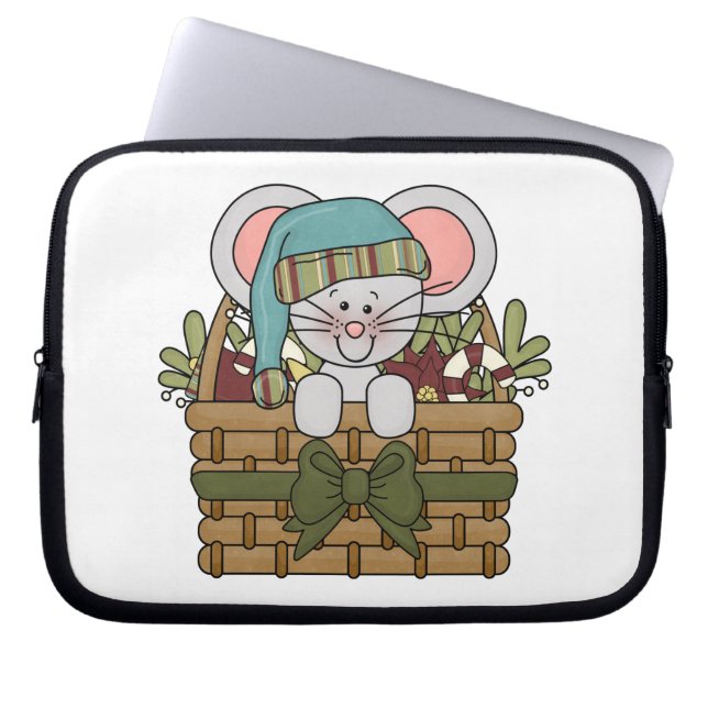 Protection Pour Ordinateur Portable Souris de Noël dans le panier (Devant)