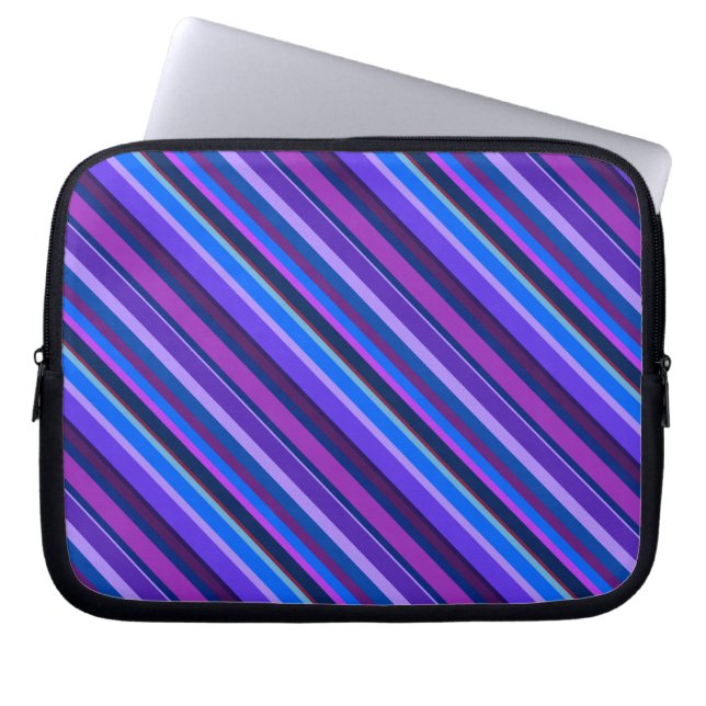 Protection Pour Ordinateur Portable stripes en bleu et purple (Devant)