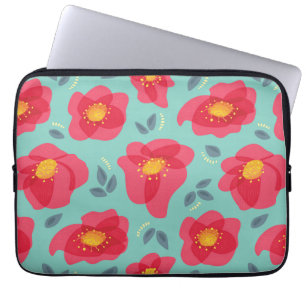 Protection Pour Ordinateur Portable Style floral élégant en rose et bleu