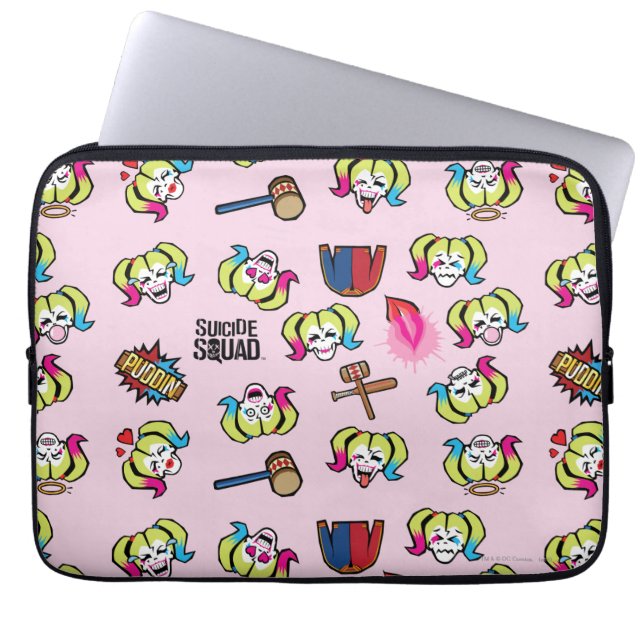 Protection Pour Ordinateur Portable Suicide Squad | Quinn Emoji Pattern (Devant)