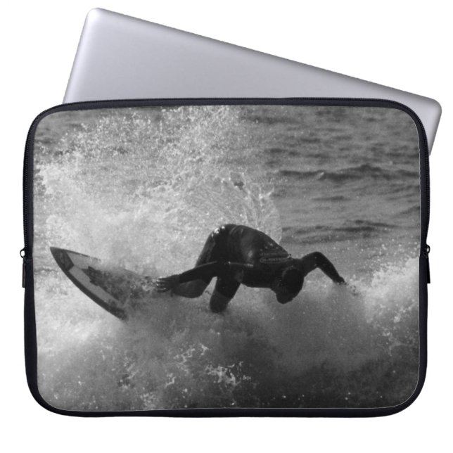 Protection Pour Ordinateur Portable Surfer en noir et blanc (Devant)