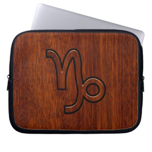 Protection Pour Ordinateur Portable Symbole Capricorne moderne en Mahogany Style impri