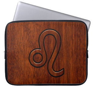 Protection Pour Ordinateur Portable Symbole Leo en bois d'acajou