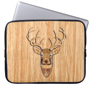 Protection Pour Ordinateur Portable Tail blanche Tête de cerf Bois Graisse