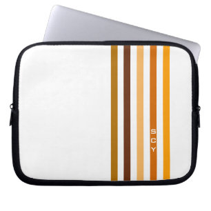 Protection Pour Ordinateur Portable Tan Brown Orange Vertical Stripes Monogramme