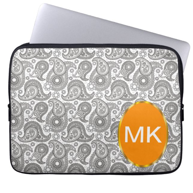 Protection Pour Ordinateur Portable Tangerine Black Paisley (Devant)
