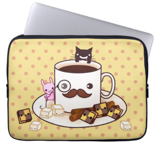 Protection Pour Ordinateur Portable Tasse de moustache mignonne avec des animaux et