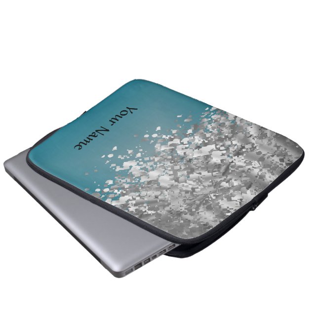 Protection Pour Ordinateur Portable Teal blue and faux glitter (Devant bas)