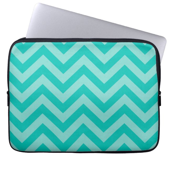 Protection Pour Ordinateur Portable Teal Turquoise Aqua Large Chevron ZigZag (Devant)