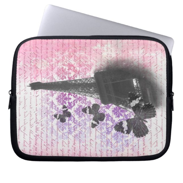 Protection Pour Ordinateur Portable Tour Eiffel & papillons (Devant)