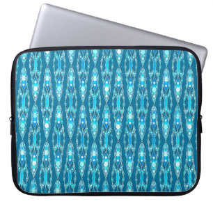 Protection Pour Ordinateur Portable Tribal Batik - Ocean Blue and Aqua