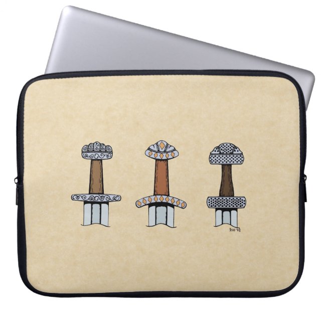 Protection Pour Ordinateur Portable Trois Hillets d'épée viking (Devant)