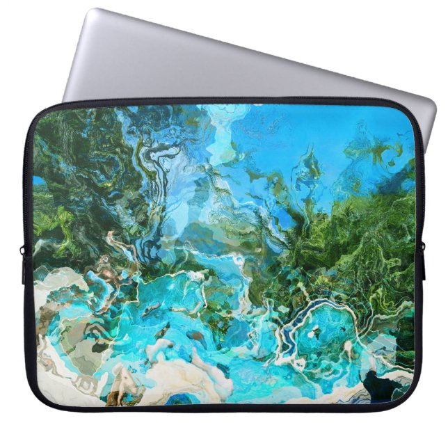 Protection Pour Ordinateur Portable Tropical Turquoise Océan Bleu & algues Vert (Devant)