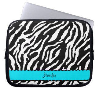 Protection Pour Ordinateur Portable Turquoise Bande De Zèbre Noir Et Blanc