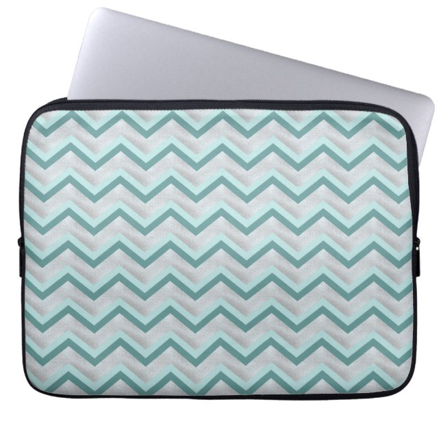 Protection Pour Ordinateur Portable Turquoise et perles ZigZag (Devant)