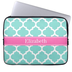 Protection Pour Ordinateur Portable Turquoise Wht Moroccan #5 Hot Pink2 Nom Monogram