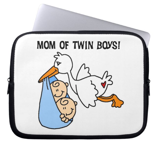 Protection Pour Ordinateur Portable Twin Boys Maman Cadeaux de cigognes (Devant)