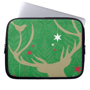 Protection Pour Ordinateur Portable Une silhouette d'un cerf commun avec des étoiles