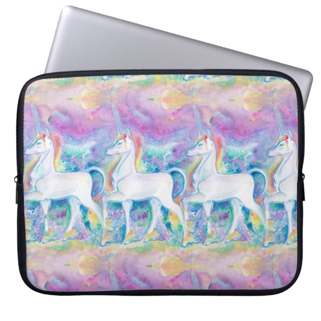 Protection Pour Ordinateur Portable Unicornes aquarelle (Devant)