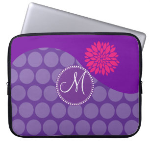 Protection Pour Ordinateur Portable Vague assez pourpre de pois avec la fleur rose