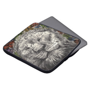 Protection Pour Ordinateur Portable Vent sous mes ailes Lion Papillon Art Animalier
