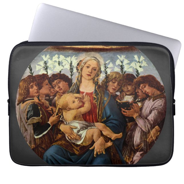 Protection Pour Ordinateur Portable Vierge et enfant avec huit anges par Botticelli (Devant)