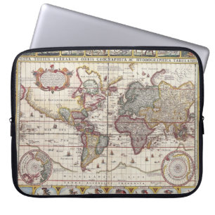 Protection Pour Ordinateur Portable Vintage Antique Ancien Monde Carte Design Imprimé