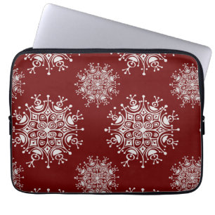 Protection Pour Ordinateur Portable Vintage Noël Snowflakes Red Blizzard Motif
