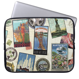 Protection Pour Ordinateur Portable Vintage voyage moderne USA