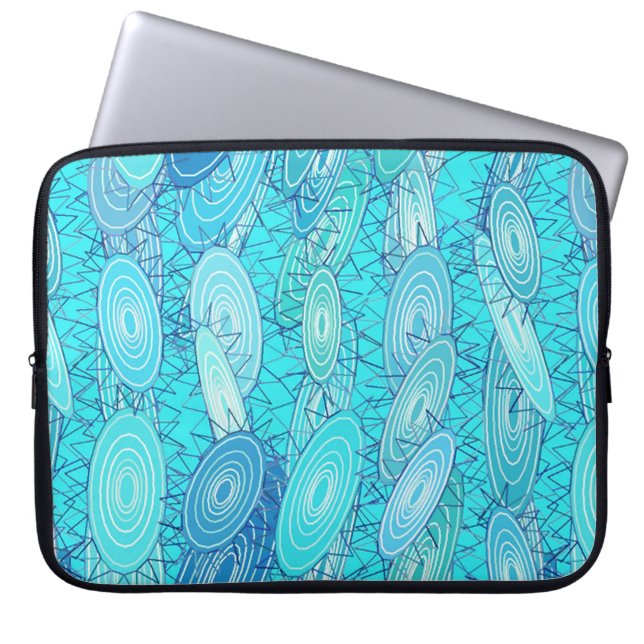 Protection Pour Ordinateur Portable "Vinyl Blues" abstrait - turquoise, bleu, blanc (Devant)
