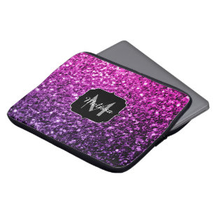 Protection Pour Ordinateur Portable Violet rose ombre faux parties scintillant scintil