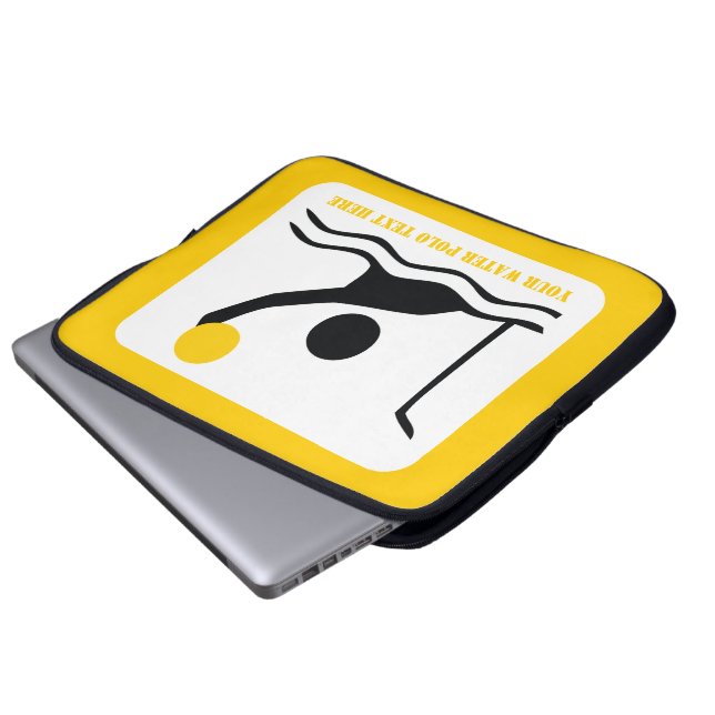 Protection Pour Ordinateur Portable Water polo player black silhouette custom (Devant bas)