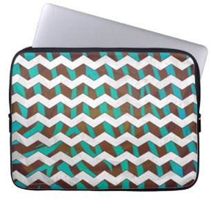 Protection Pour Ordinateur Portable Zebra Chevron Impression Brown et Turquoise