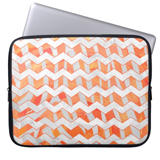 Protection Pour Ordinateur Portable Zebra Chevron orange et blanc (Devant)