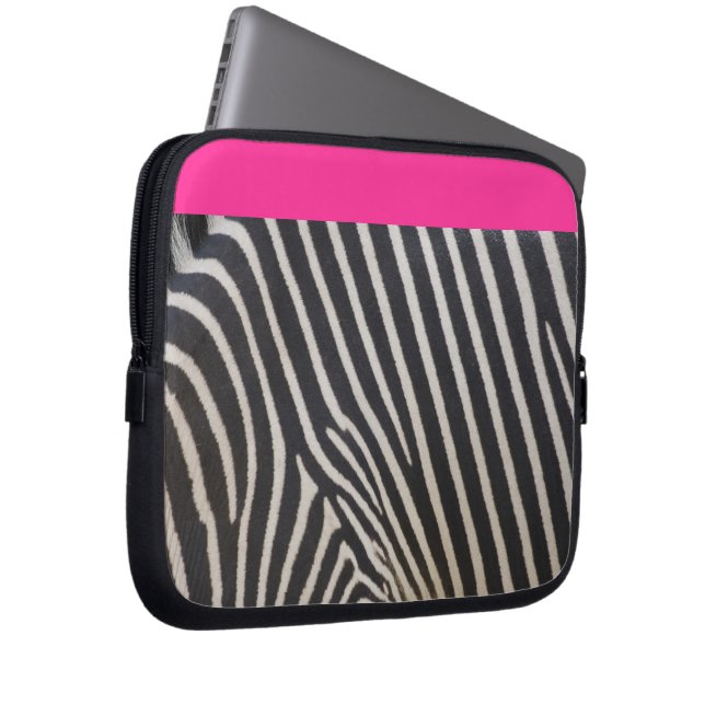 Protection Pour Ordinateur Portable zèbre rayé et rose (Devant droit)