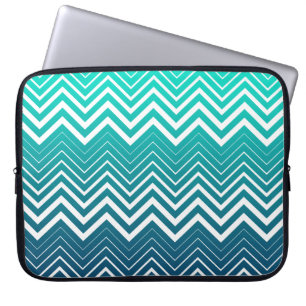 Protection Pour Ordinateur Portable Zigzag Blanc Chevron Et Arrière - plan Vert Bleu