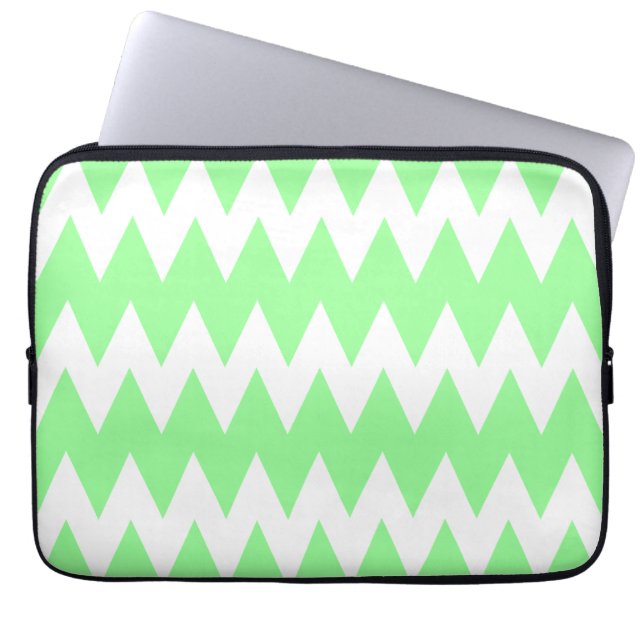 Protection Pour Ordinateur Portable Zigzags blancs et verts (Devant)